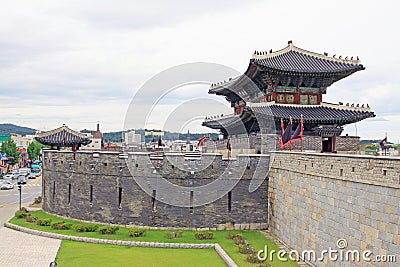 Korea UNESCO World Heritage Sites â€“ Hwaseong Fortress and Suwon City Editorial Stock Photo